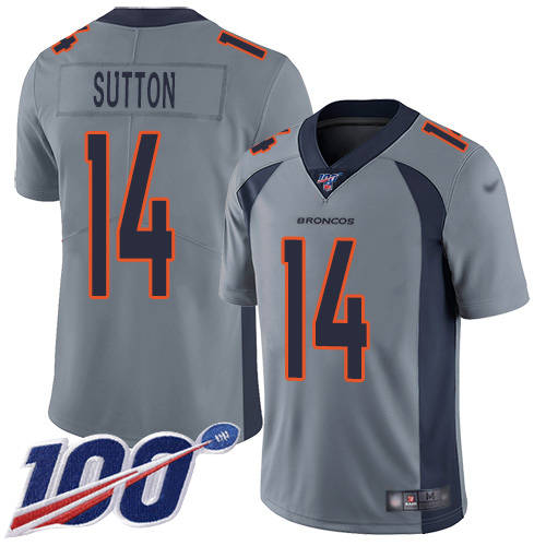Men Denver Broncos #14 Courtland Sutton Limited Silver Inverted Legend 100th Season Football NFL Jersey->denver broncos->NFL Jersey